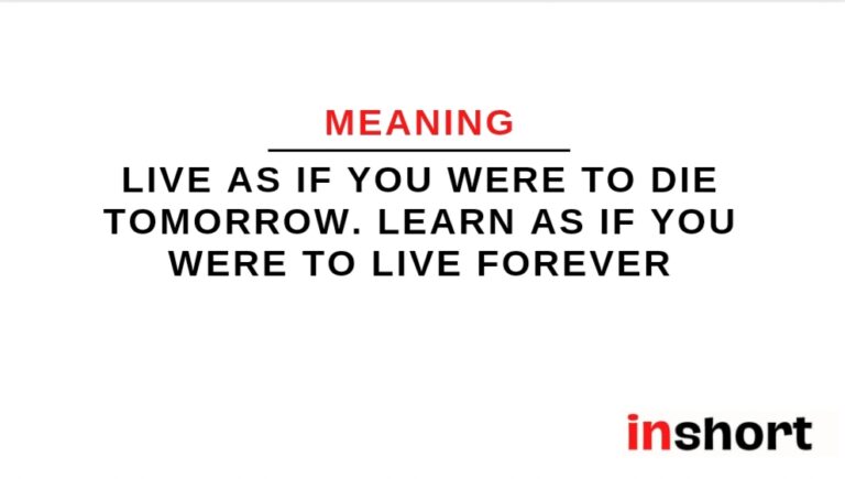 Meaning of quote: Live as if you were to die tomorrow. Learn as if you were to live forever