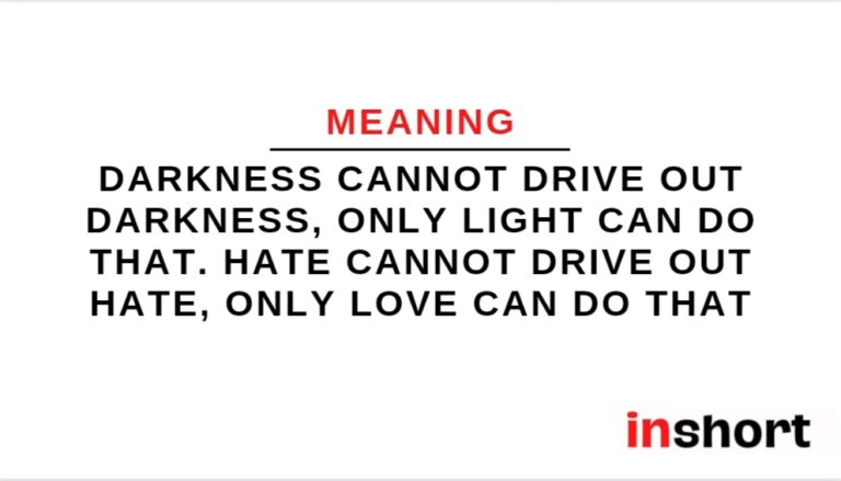 Meaning of quote: Darkness cannot drive out darkness, only light can do that. Hate cannot drive out hate, only love can do that