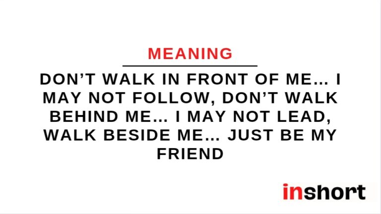 Meaning of quote: Don’t walk in front of me… I may not follow, Don’t walk behind me… I may not lead, Walk beside me… just be my friend